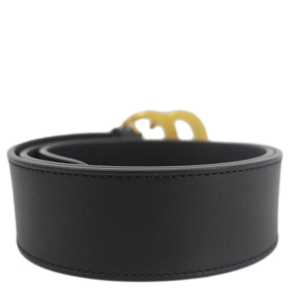 GUCCI Double G Marmont Buckle Smooth Leather Belt Black 400593