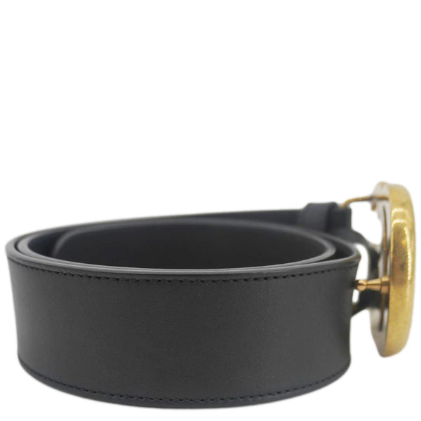 GUCCI Double G Marmont Buckle Smooth Leather Belt Black 400593