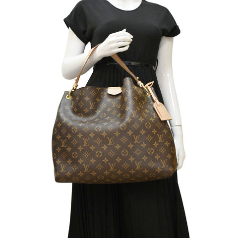 LOUIS VUITTON Monogram Canvas Hobo Shoulder Bag Brown dummy look\