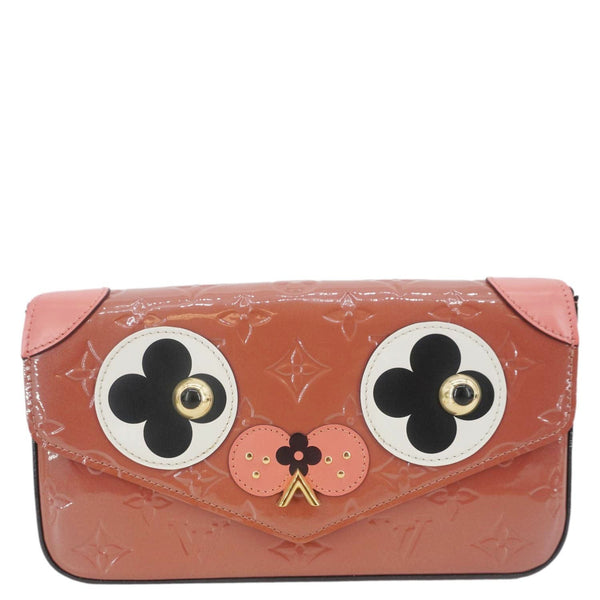 LOUIS VUITTON Valentine Dog Felicie Monogram Vernis Crossbody Bag Orange