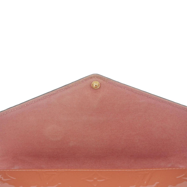 LOUIS VUITTON Valentine Dog Felicie Monogram Vernis Crossbody Bag Orange