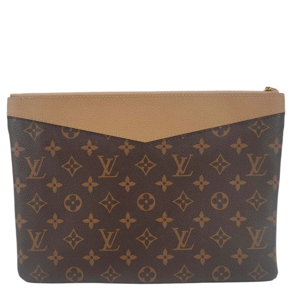 LOUIS VUITTON Daily Pouch Monogram Canvas Clutch Brown