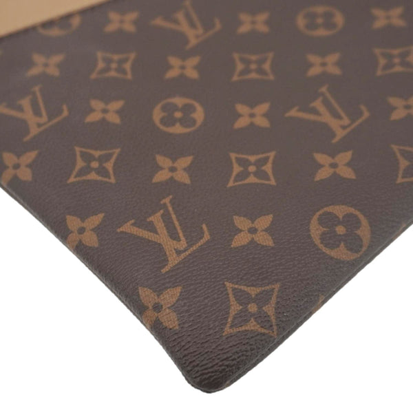 LOUIS VUITTON Daily Pouch Monogram Canvas Clutch Brown