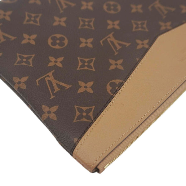 LOUIS VUITTON Daily Pouch Monogram Canvas Clutch Brown