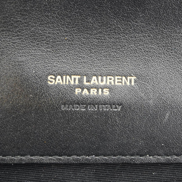 YVES SAINT LAURENT Monogram Leather Wristlet Clutch Black