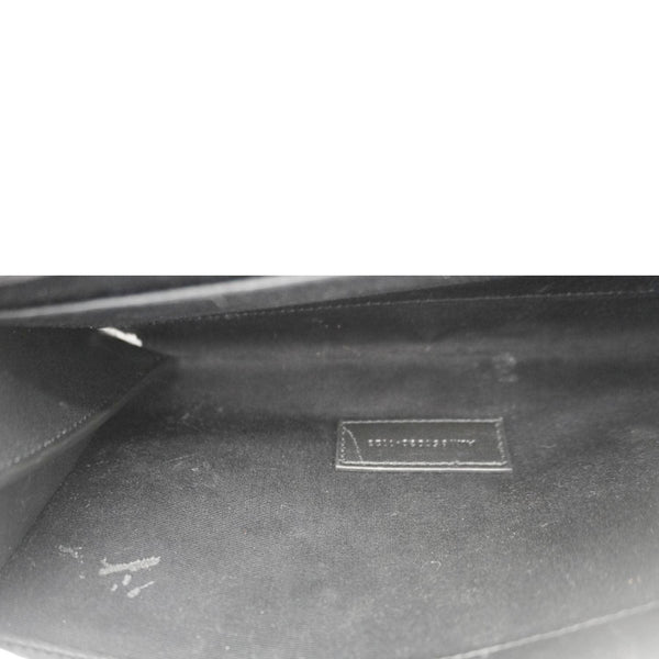 YVES SAINT LAURENT Monogram Leather Wristlet Clutch Black