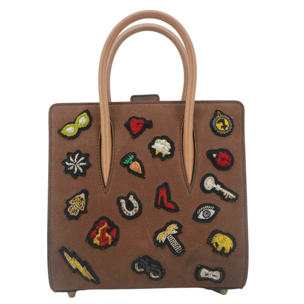CHRISTIAN LOUBOUTIN Paloma Small Patches Leather Top Handle Crossbody Bag Brown