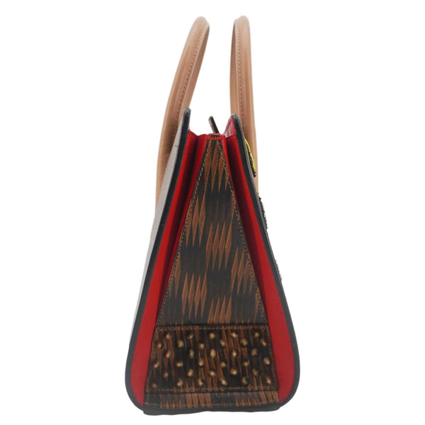 CHRISTIAN LOUBOUTIN Paloma Small Patches Leather Top Handle Crossbody Bag Brown