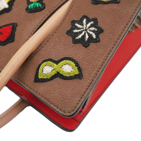 CHRISTIAN LOUBOUTIN Paloma Small Patches Leather Top Handle Crossbody Bag Brown