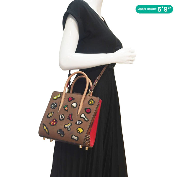 CHRISTIAN LOUBOUTIN Paloma Small Patches Leather Top Handle Crossbody Bag Brown