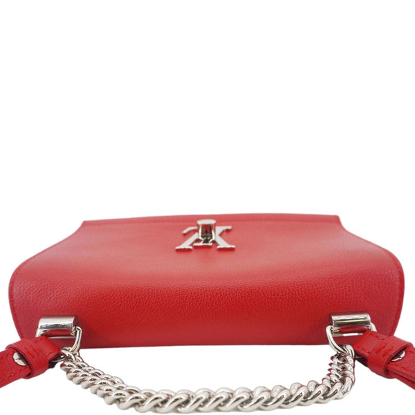LOUIS VUITTON Lockme II BB Pebbled Leather Crossbody Bag Rubis