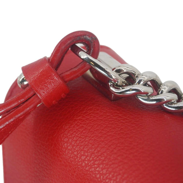 LOUIS VUITTON Lockme II BB Pebbled Leather Crossbody Bag Rubis