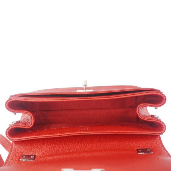 LOUIS VUITTON Lockme II BB Pebbled Leather Crossbody Bag Rubis