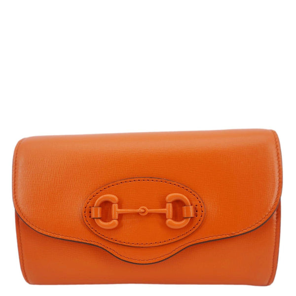 GUCCI Horsebit 1955 Mini Leather Shoulder Bag Orange 724713