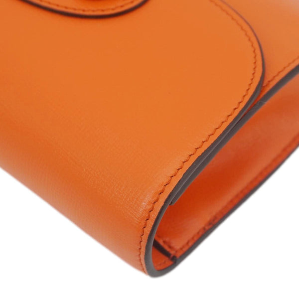 GUCCI Horsebit 1955 Mini Leather Shoulder Bag Orange 724713