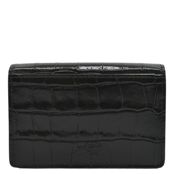 CHRISTIAN LOUBOUTIN Loubeka Leather Card Case Wallet Black