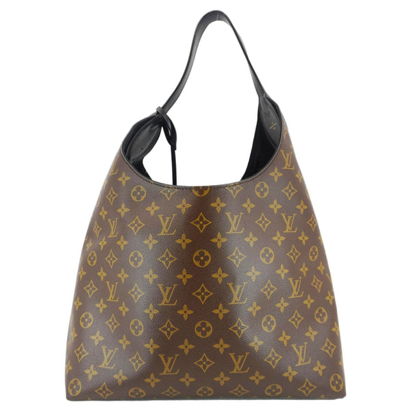 LOUIS VUITTON Flower Monogram Canvas Hobo Bag Brown