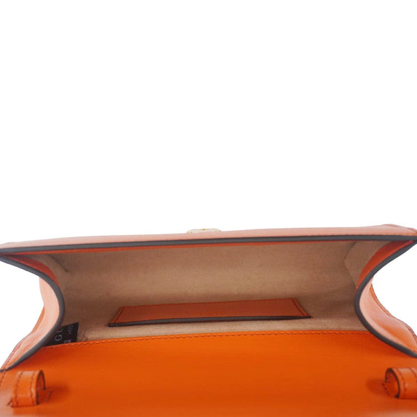 GUCCI Horsebit 1955 Mini Leather Shoulder Bag Orange 724713