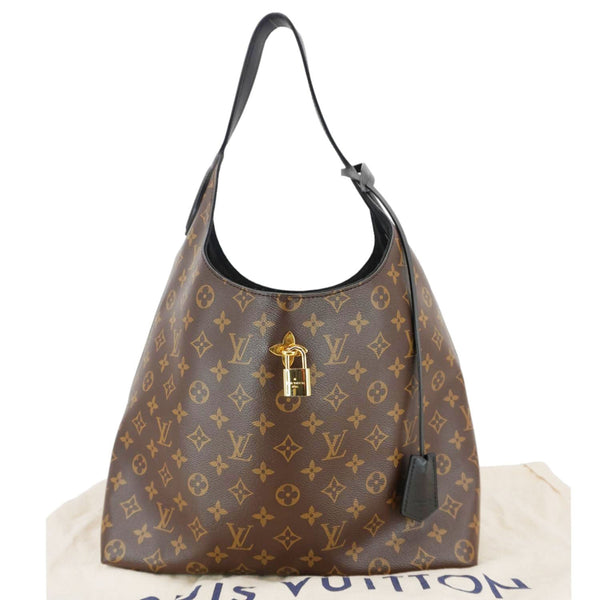 LOUIS VUITTON Flower Monogram Canvas Hobo Bag Brown