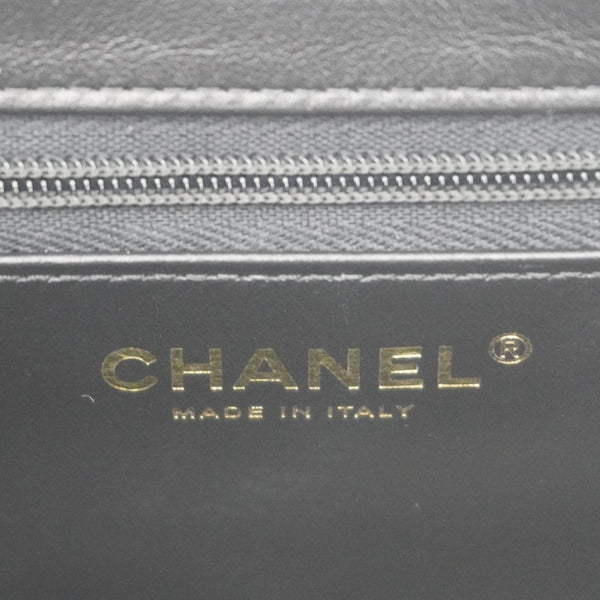 CHANEL Kelly Nano Quilted Aged Calfskin Leather Top Handle Shoulder Bag Black