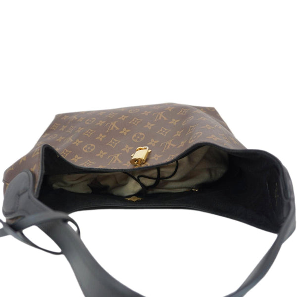 LOUIS VUITTON Flower Monogram Canvas Hobo Bag Brown