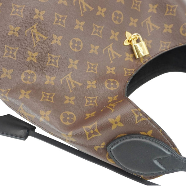LOUIS VUITTON Flower Monogram Canvas Hobo Bag Brown