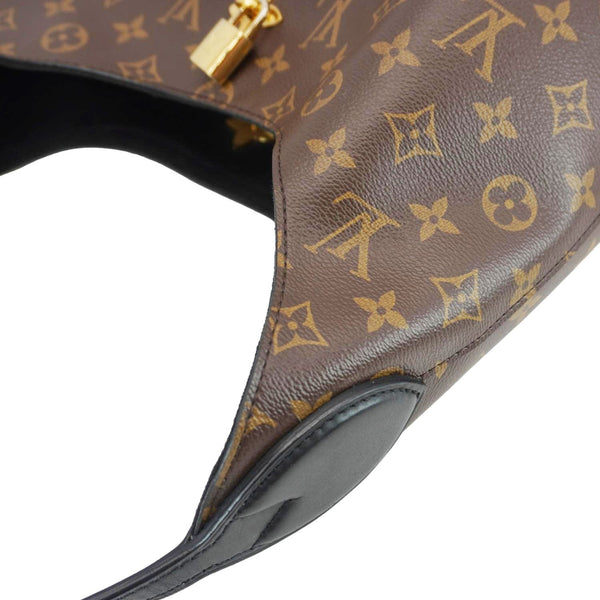 LOUIS VUITTON Flower Monogram Canvas Hobo Bag Brown