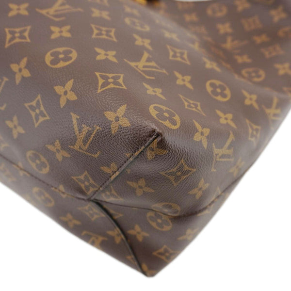 LOUIS VUITTON Flower Monogram Canvas Hobo Bag Brown