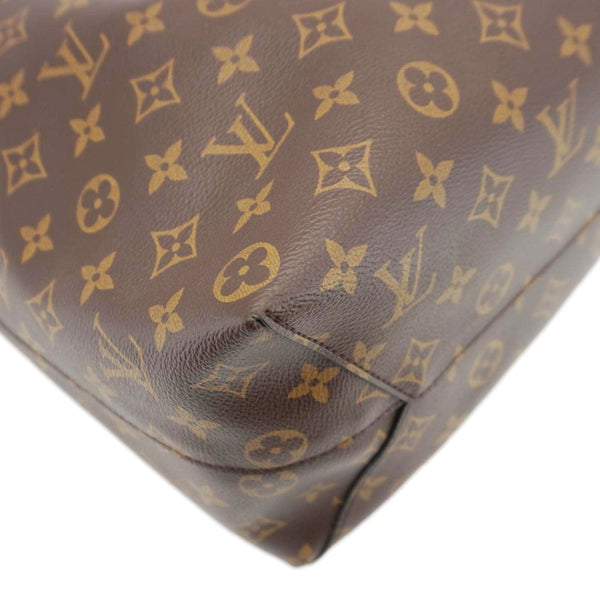 LOUIS VUITTON Flower Monogram Canvas Hobo Bag Brown