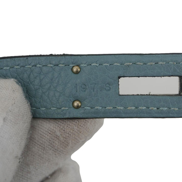 HERMES Kelly 32 Square Taurillon Clemence Leather Tote Shoulder Bag Light Blue