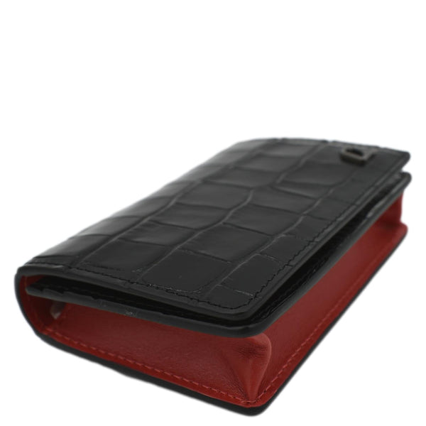 CHRISTIAN LOUBOUTIN Loubeka Leather Card Case Wallet Black