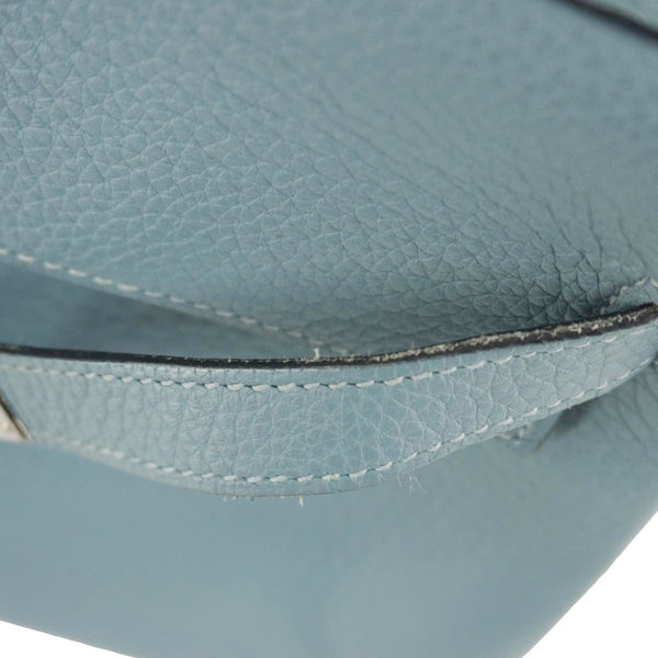 HERMES Kelly 32 Square Taurillon Clemence Leather Tote Shoulder Bag Light Blue