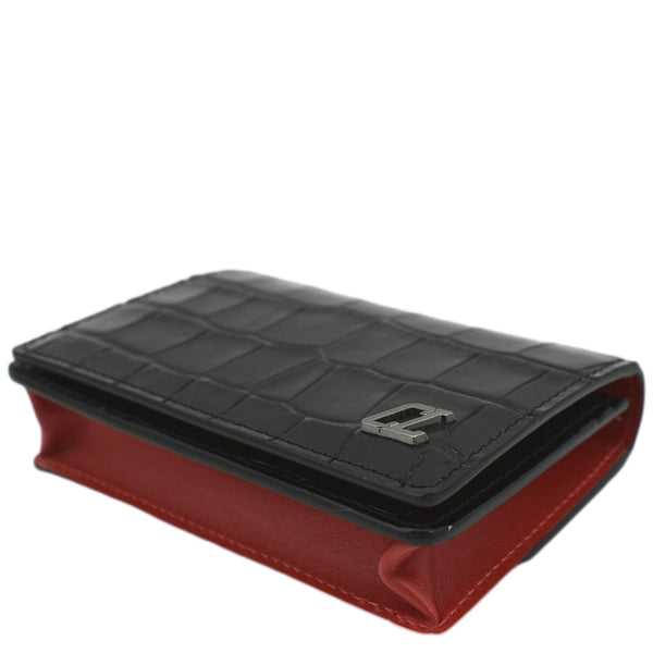 CHRISTIAN LOUBOUTIN Loubeka Leather Card Case Wallet Black