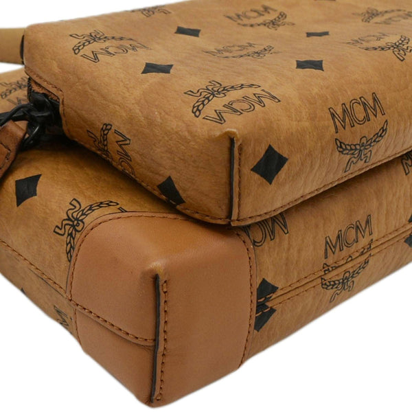 MCM Klassik Multifunction Small Visetos Canvas Crossbody Bag Cognac