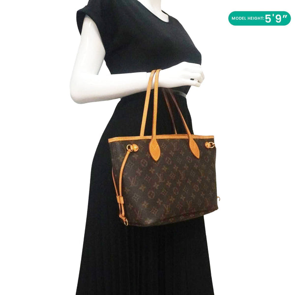 LOUIS VUITTON Neverfull PM Monogram Canvas Tote Bag Brown