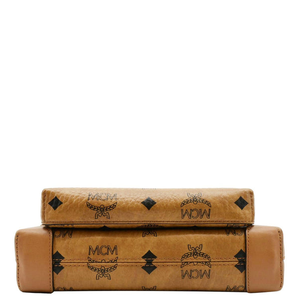 MCM Klassik Multifunction Small Visetos Canvas Crossbody Bag Cognac