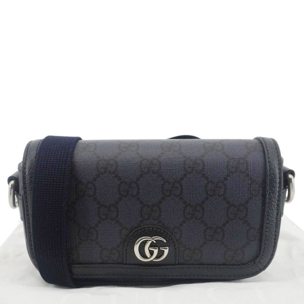 GUCCI Ophidia Super Mini GG Supreme Canvas Shoulder Bag Navy Blue 795466