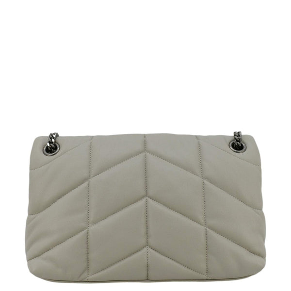 YVES SAINT LAURENT Loulou Puffer Quilted Leather Shoulder Bag Light Grey