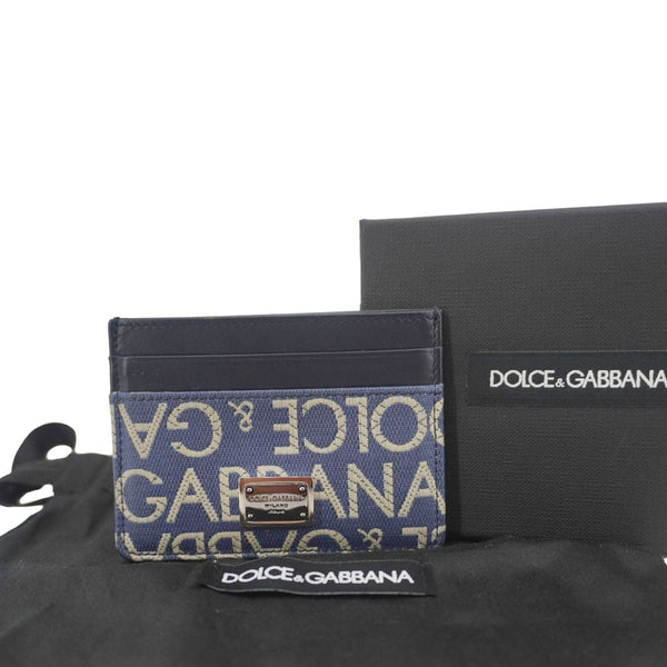 DOLCE & GABBANA Coated Jacquard Canvas Card Holder Blue