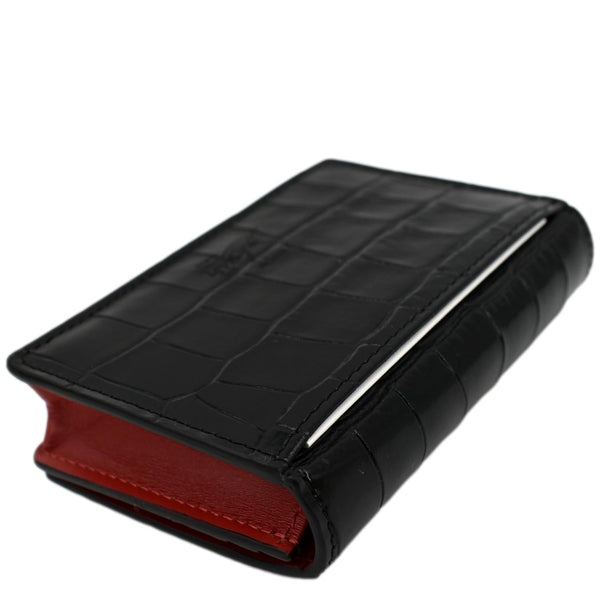 CHRISTIAN LOUBOUTIN Loubeka Leather Card Case Wallet Black