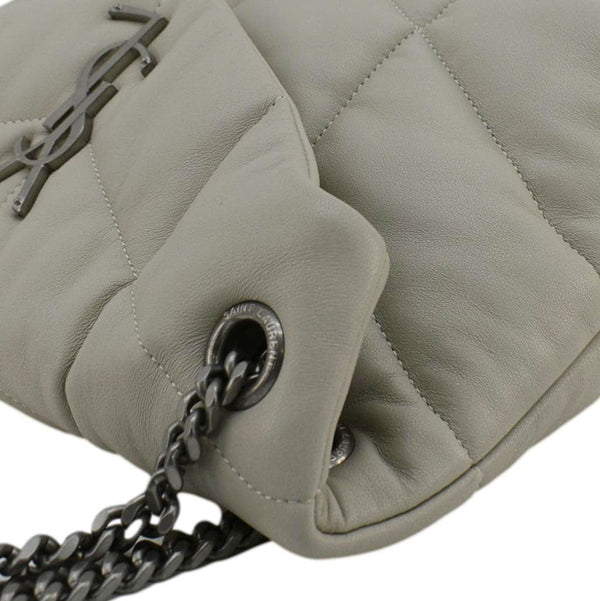 YVES SAINT LAURENT Loulou Puffer Quilted Leather Shoulder Bag Light Grey