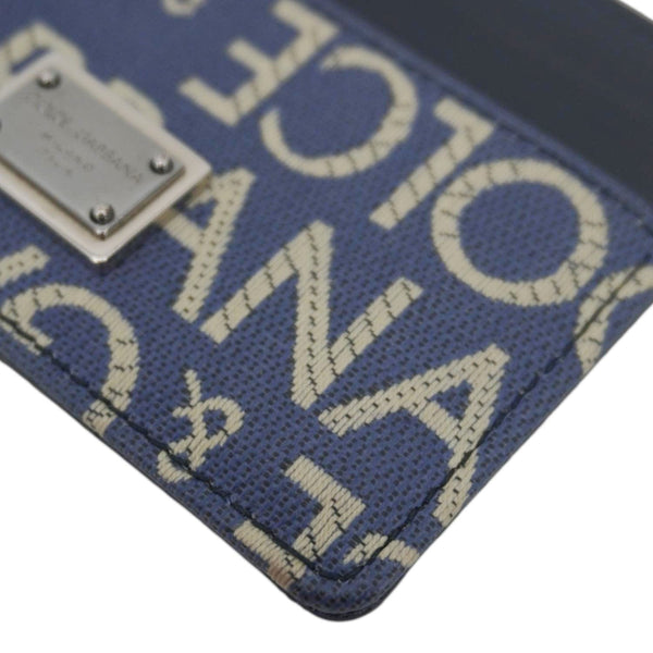 DOLCE & GABBANA Coated Jacquard Canvas Card Holder Blue
