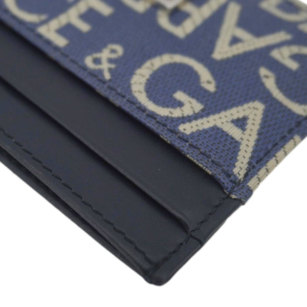 DOLCE & GABBANA Coated Jacquard Canvas Card Holder Blue