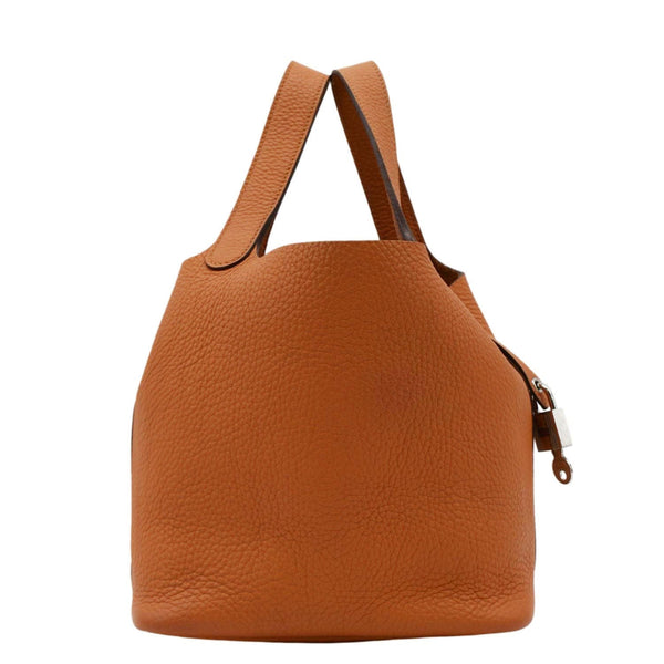 HERMES Picotin Lock 18 Taurillon Clemence Leather Hobo Bag Orange