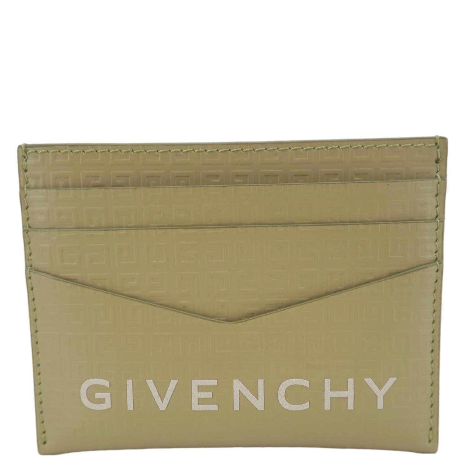 GIVENCHY 4G Micro Calfskin Leather Card Holder Khaki
