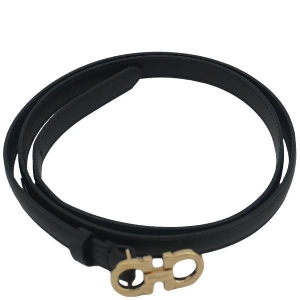 SALVATORE FERRAGAMO Gancini Buckle Reversible Leather Belt Black Size 44