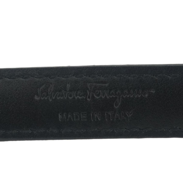 SALVATORE FERRAGAMO Gancini Buckle Reversible Leather Belt Black Size 44