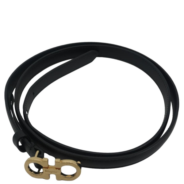 SALVATORE FERRAGAMO Gancini Buckle Reversible Leather Belt Black Size 44