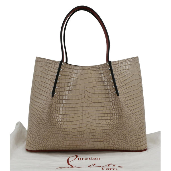 CHRISTIAN LOUBOUTIN Cabata Spike Leather Tote Bag Beige