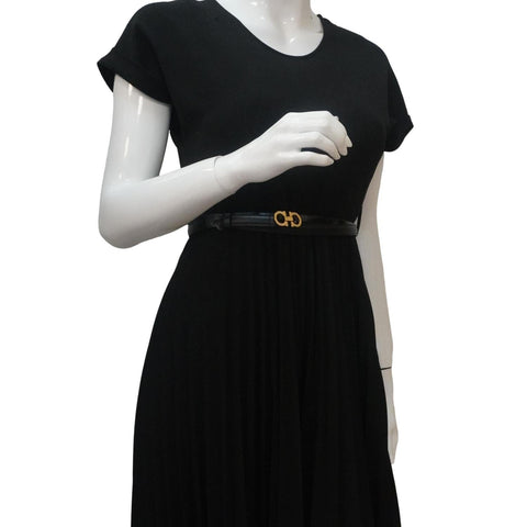 SALVATORE FERRAGAMO Gancini Buckle Reversible Leather Belt Black Size 44